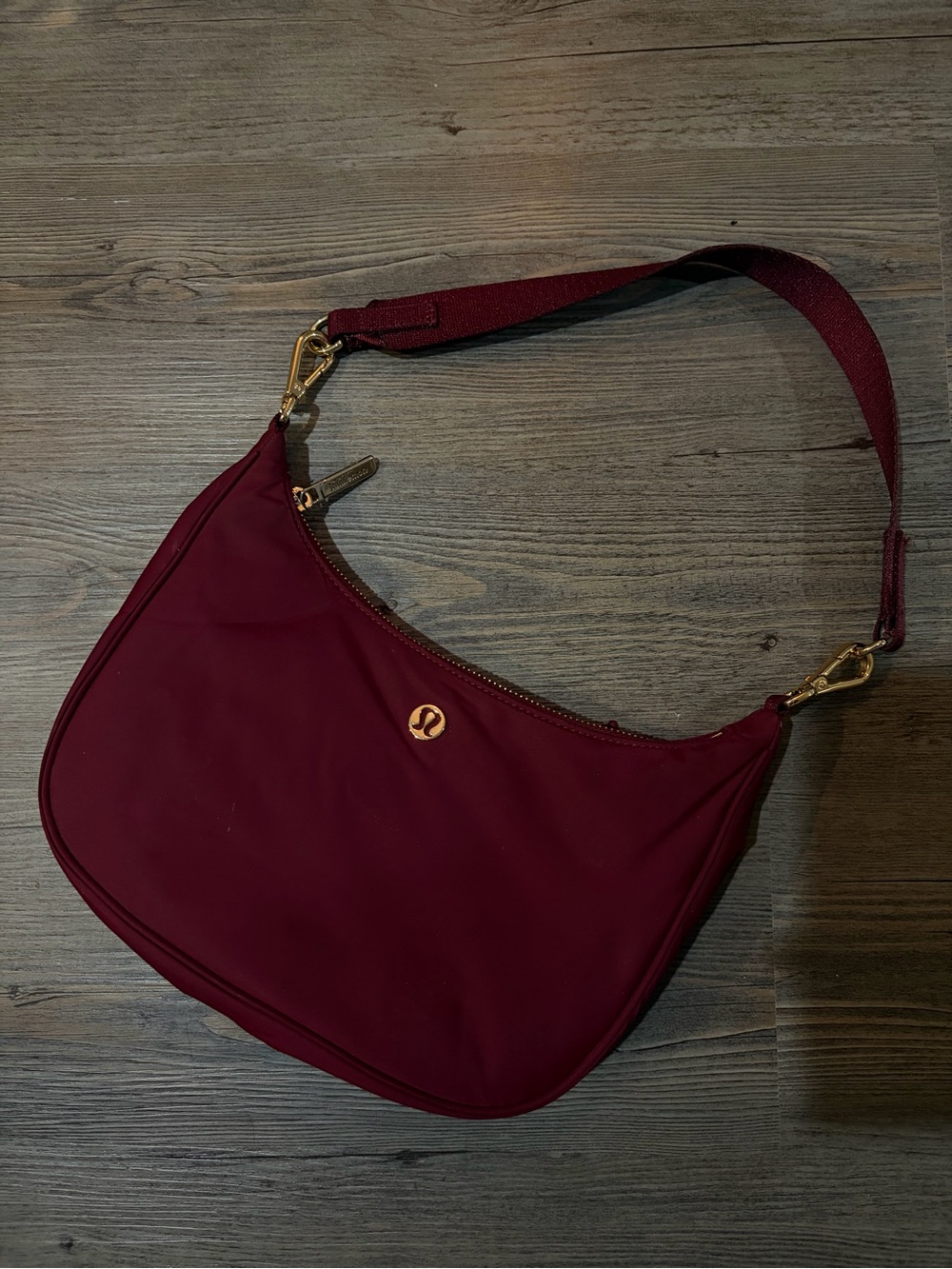 lululemon athletica Burgundy Shoulder Bag with Gold Accents